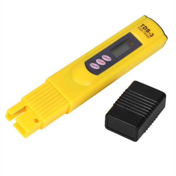 Digital tester for water purity, TDS, temperature, yellow color
